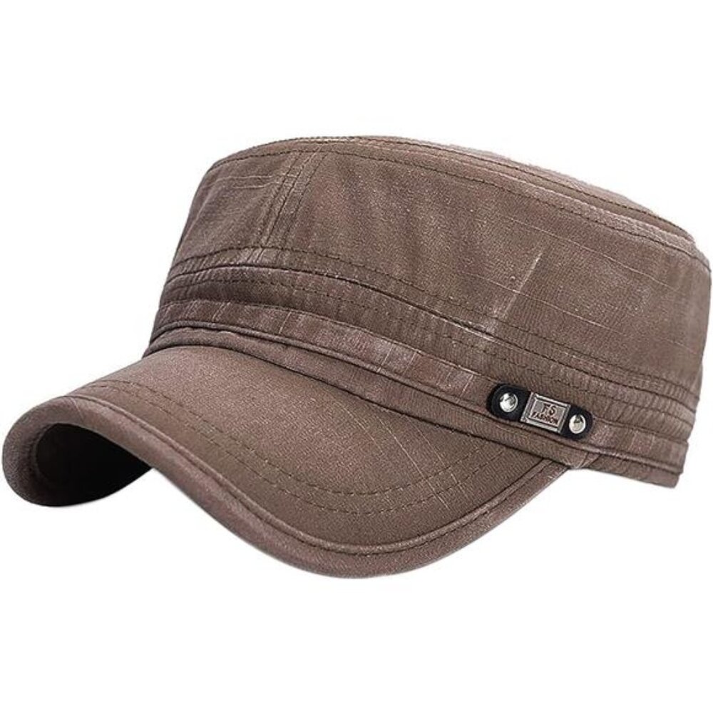 Unisex Army Cadet Cap Adjustable Flat Top Military Hat Cotton Baseball Hat
